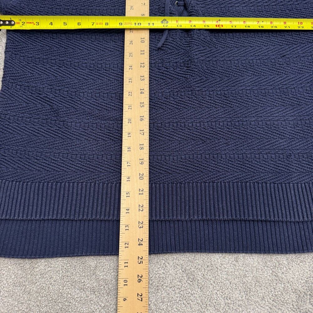 Athleta Sunset Lace Up Pullover Textured Knit Sweater Women XL Navy Blue Chevron - Picture 9 of 12
